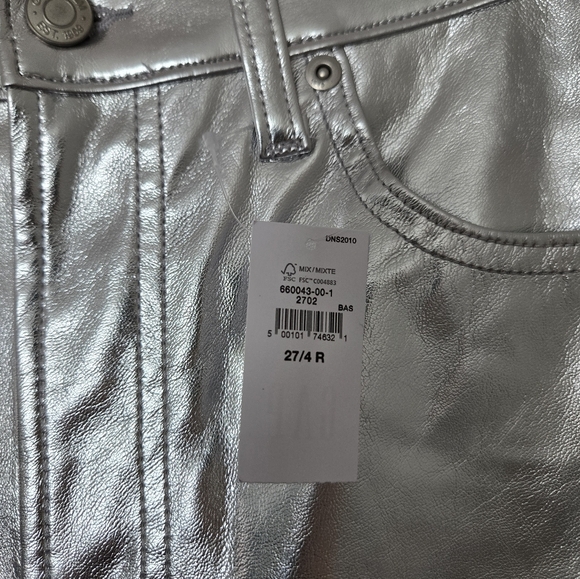 NWT Gap Silver Shiny Metallic Cheeky Straight High Rise Pants Size 4 - Picture 4 of 6